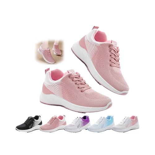 Womens Orthopedic Bowling Sneakers Shoes, Lightweight Tennis Walking Shoes Womens Lightweight Fashion Sport Sneakers Casual Walking Athletic Non Slip (Pink-C,7.5-8)