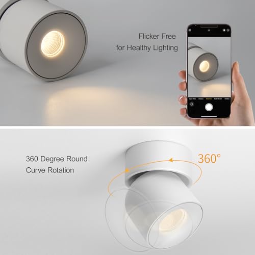 Aisilan 2 Pack White Ceiling Spotlights LED Dimmable 7W Warm White Rotatable Kitchen Spot Lights 360° Adjustable Single Wall Spotlights for Kitchen Living Room - Image 2