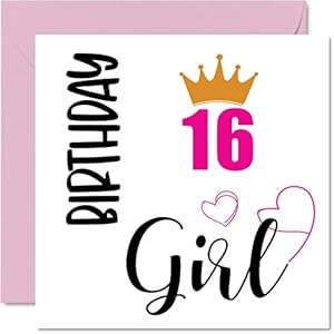 Geburtstagskarte zum 16. Geburtstag für Mädchen – Geburtstag – Happy Karten für 16 Jahre altes Mädchen Tochter Schwester…