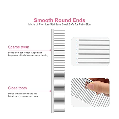 Qiaolejia Dog Grooming Comb,3 Pieces Stainless Steel Cat Combs, 2-in-1 Flea Comb with Round Teeth to Remove Float Hair… - Image 6