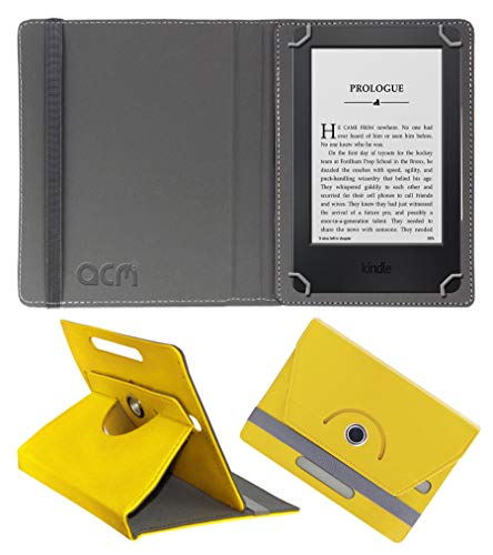 Image of Acm Rotating Leather Flip Case Compatible with Kindle 6 inch E-Reader Tablet Cover Stand Yellow