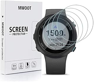 MWOOT Pack of 4 Screen Protector Glass Tempered Compatible with Garmin Swim 2 Watch, 9H Hardness Scratch Resistant Protective Glass Film for Smartwatch Screen Protection