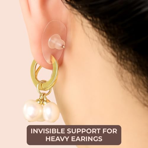 Image of Pristar 30 Count Earlobe Support Patches for Women - Ear Lobe Support for Earrings, Prevent Sagging & Drooping, Comfortable Backs for Heavy Earrings