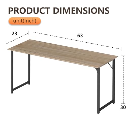 Image of BestOffice Computer Desk,Home Office Desk, Modern Simple Style for Home Office Study Writing (Nature, 63 Inch)