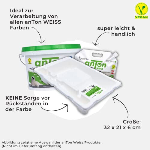 Anton Weiss® Kompostierbare Farbwanne | umweltfreundlich | 250ml | 32x21x6 cm | Farbenfächer für Rolle und Pinsel | für die nachhaltige Renovierung