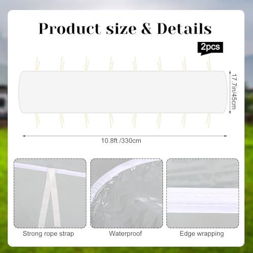 Rainmae 2 Pack Rain Gutters for Pop Up Canopy, Heavy Duty PVC Waterproof 10 ft Rain Gutter with Velcro Straps, Canopy Tents Drainage Accessory for Summer Outdoor Rainwater Draining,Easy Drainage Clear