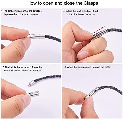 UNICRAFTALE 6 Sets 3 Sizes 3/4/6mm Hole Tube Bayonet Clasps Stainless Steel Bayonet Clasps Leather Cord End Clasps Connectors for Bracelets Necklaces Buckle Jewelry Making