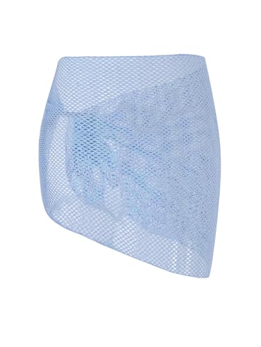 Image of ZAFUL Sarong Coverups for Women Beach Vacation Fishnet See Thru Tie Side Bathing Suit Cover Up Mini Skirt