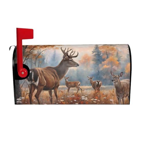 Image of Dujiea Wildlife Animal Deer Mailbox Wrap - Waterproof Magnetic Post Box Cover, Large Size 25.5 inch L x 21 inch W - Garden Yard Outside Farmhouse Home Decor