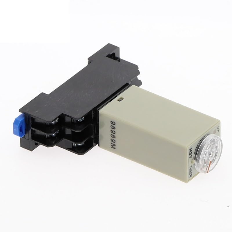 Timer DPDT con manopola girevole e ritardo di accensione da 0 a 10 minuti, 380 V AC, relè tempo H3Y-2 con base di presa.