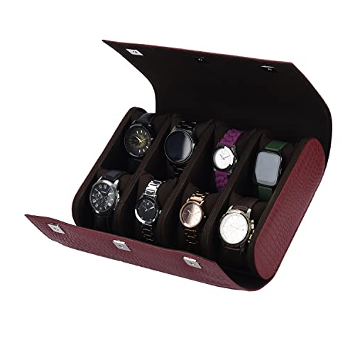 Image of THE CASE PU Leather Premium Smart Watch Case for Men & Women For 8 Slots Watch Roll Organizer with Croco Print