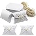 50 Pezzi Scatola Carta Cuscino, Confezione Regalo Cuscino Carta, Cuscino Scatole Regalo Bianco, Scatola in carta kraft, con Corda in Juta, per Banchetti di Nozze, Compleanni, Feste, Natale