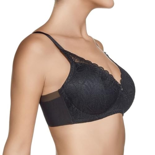 Selene, Sujetador Mujer en Encaje Floral con Ligero Relleno, Sin Aros, Colección Mireia, Color Negro, Talla 105 C
