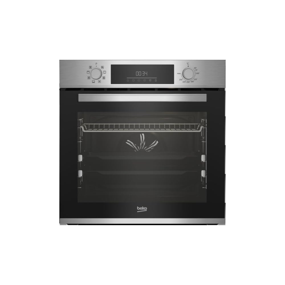 Beko BBIM12301X – AEROPERFECT Multifunction Oven, Stainless Steel Colour, SteamShine Cleaning, Digital Display + PIPO Controllers, 8 Functions, Telescopic Rail, 72 Litres, Steel Colour