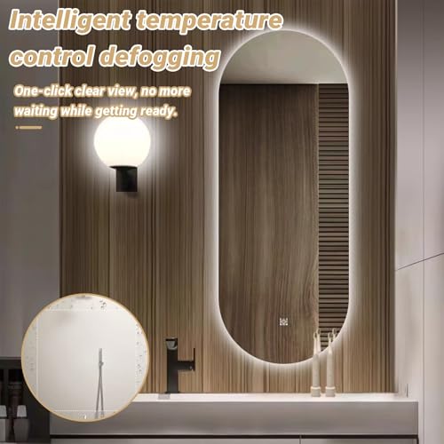 Miroir mural éclairage 3 couleurs ovale anti-déflagrant chic - 4