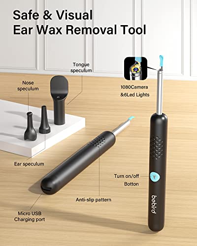 Ear Wax Removal,Bebird Ear Cleaner With Camera,Ear Wax Removal Tool Camera With 1080P Otoscope 6 Led Light, Ear Wax Removal Kit With 6 Ear Pick,3 Pcs Set,Ear Cleaning Kit For Ios & Android #TOP1