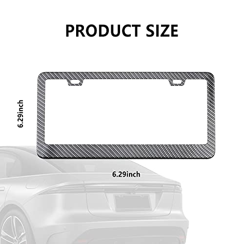 Yonput 1 Pc Carbon Fiber Car License Plate Frame, 12.2In X 6.3In Anti-Rattling Front Rear License Plate, Universal Rustproof Aluminum License Plate Cover With Screw Cap Kits (Carbon Fiber Black) #TOP3