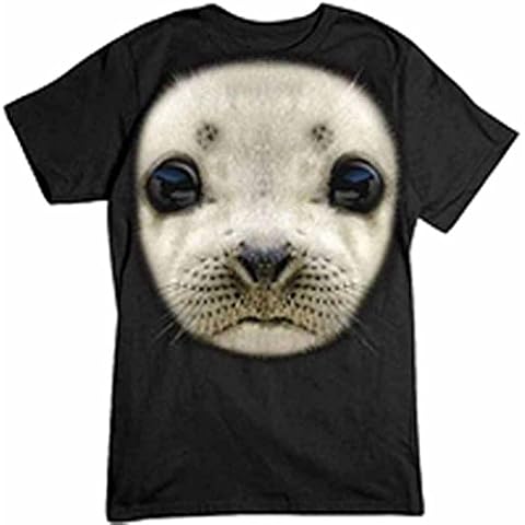 PubliciTeeZ Men's Baby Seal Face T-Shirt L Black Cover