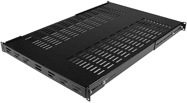 StarTech.com 1U Adj - Estante de montaje en rack de ventilación de profundidad, estante fijo D pesado, 250 libras