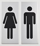 Fuerte superficie adhesiva sivoss para inodoro – Rótulo – 1 par – WC ( – cartel (por 13 x 5 cm) – de alto de llamas aluminio con superficie adhesiva – Plano y fino – Estándar de – Hombre WC – Mujer WC
