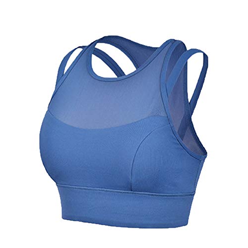 Women's Sports Bra Yoga Tank Tops Sleeveless Fitness Running Shirt Gym Vest Activewear Running Workout Simple Stylish Quick-Drying Comfortable,Blue-S