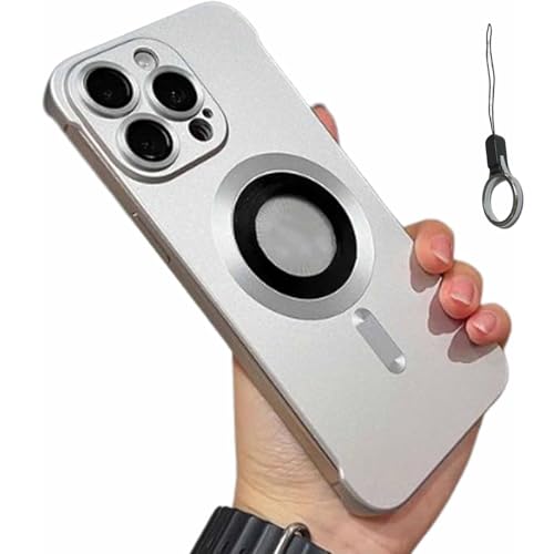 Borderless Frosted Magnetic Half-Cover Mobile Phone Case for iPhone 16 Pro Max Case, Frameless Magnetic Adsorption Bare Phone Se