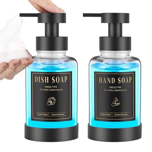 Imagen de Luxspire Dispensador de Jabón Espumoso de Vidrio con 5 Etiquetas Impermeables