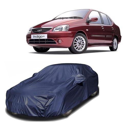 Image of Car Body Cover Compatible with Tata Indigo | Water, Dust & UV Protection | Mirror Pockets | Elastic Grip | Triple Stitch Tata Indigo Car Cover (Blue)