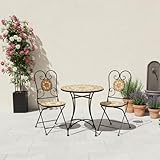 Wohnando 3tlg. Bistroset Balkonmöbel klappbar | Gartenmöbel Set aus Metall mit Mosaik Gartentisch und 2 Stühlen | platzsparende Gartenlounge im...
