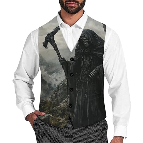 Grim Reaper in The Mountain Men's Suit Vest Slim Fit V-Ncek Waistcoat Business Casual Vest