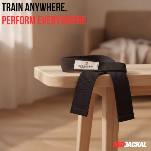 Image of REDJACKAL Single Loop Lifting Straps for Weightlifting - Heavy Duty Padded Cotton Deadlift Straps for Men & Women - Powerlifting, Bodybuilding & Gym Strength Training | 1 Pair Black