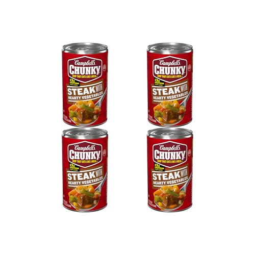 Campbell’s Chunky Soup, Steak With Hearty Vegetables Soup, 18.8 Oz Can (Pack of 4)