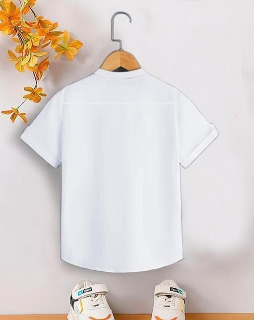 Image of Kids Shirt Cotton Blend Solid Short Sleeve Shirt for Boys | Comfortable & Breathable Casual