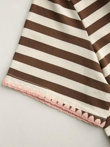 CIDER Women Summer Crew Neck T-Shirt Oversized Cotton-Blend Stripe Short Sleeve Tee3