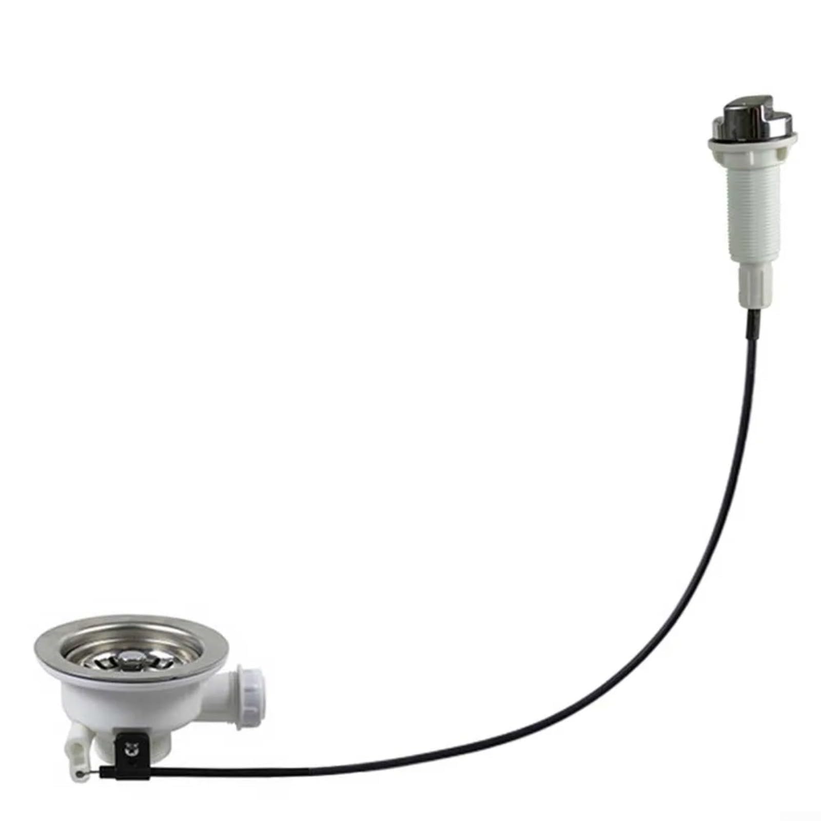 Filtro di scarico per lavello da cucina, in acciaio inox, con controllo dei cavi, scolapiatti per acqua SUS304, kit di scarico in acciaio inox SUS304, gestione del flusso senza sforzo, facile