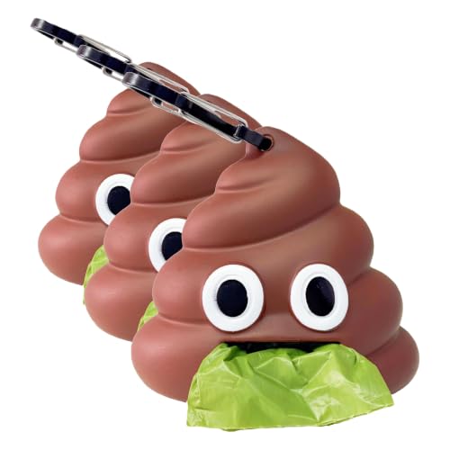 Image of Dog Poop Bag Dispenser for Dog Leash, Poop Shape Sturdy Holder (Pack of 3)