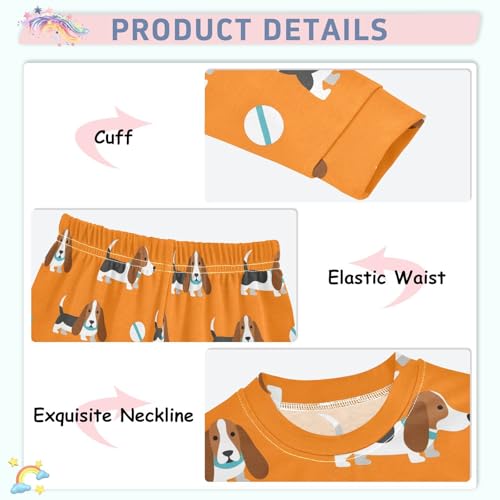 Pajama Sets Long Sleeve Cute Dogs and Balls Pattern Soft Comfy Sleepwear 2 Piece PJS 3-8T4