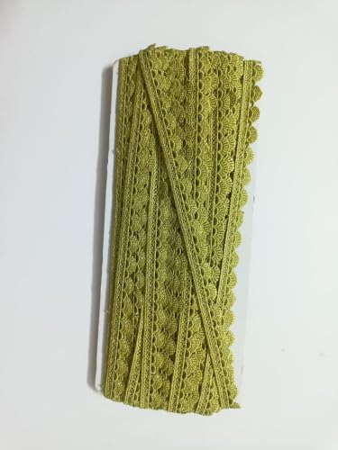 Image of Swag White Cotton Trim Laces and Borders Material for Saree Border, Suit, Kurta, Dupatta, Blouse, Gown, Lehenga & Neckline (Lemon Green, 9 Meter)