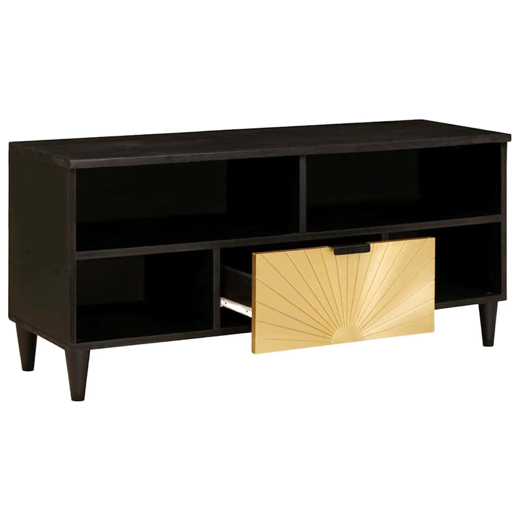 Szafka pod telewizor czarno-złota 100 x 33 x 46 cm drewno inżynieryjne
