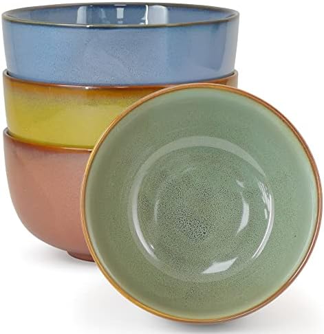 Maia Dinnerware Sets Plates and Bowls Sets 30 Ounce Mixing Bowls Ramen Bowl Set 6 Inch Soup Bowls Serving Bowls Ceramic Fruit Bowl Set Of 4 for Pasta Salad Cereal Kitchen