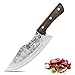 WILDMOK Couteau de boucher forgé à la main Couteau à fendre la viande et les légumes de 19,5 cm en acier au carbone Couteau de chef Full Tang pour cuisine, camping et barbecue