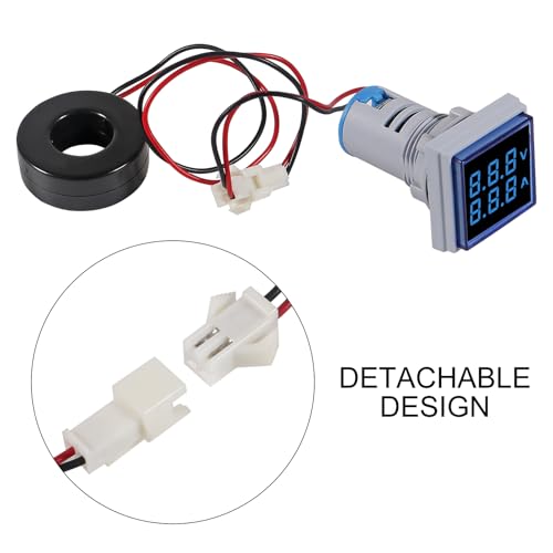 Image of ACEIRMC Blue LED Display Voltmeter, Square Dual Display Voltmeter and Ammeter LED Digital Voltage Gauge AC 60-500V 0-100A Current Meter Indicator (4pcs)