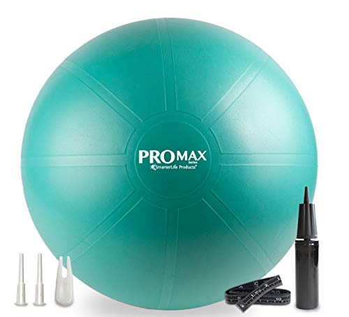 PRO MAX Series Exercise Ball - Professional Grade Extra Thick Yoga Ball for Balance, Stability, Fitness, Pilates, Birthing, Therapy, Office Ball Chair, Flexible Seating (Turquoise, 75 cm)