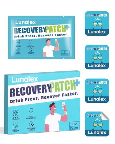 Lunalex Recovery Patch 32 Pack – Wake Up Clear & Energized After Parties – Formulated with Essential Vitamins & Herbal Extracts – Skin-Friendly, Waterproof & Individually Wrapped
