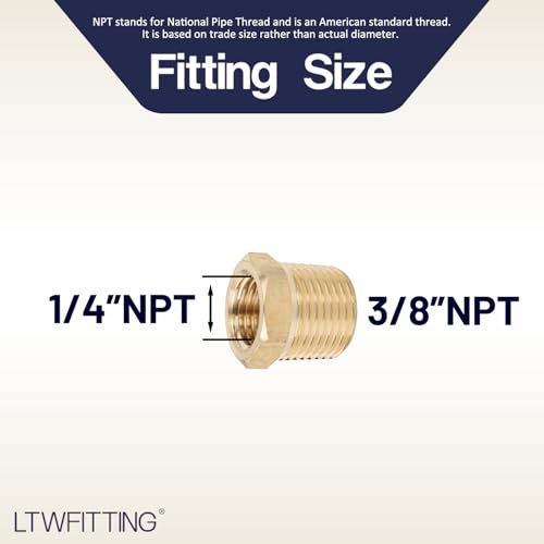 Buje reductor hexagonal NPT de latón sin plomo macho 3/8 x hembra 1/4 3