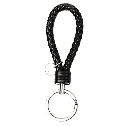 lifeyz tissage en cuir Porte-clés Porte-clés Porte-clés metal-stainless Anneaux de clé en acier Noir noir petit