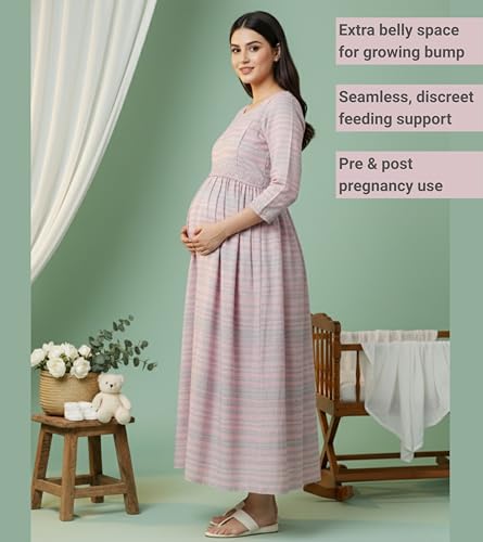 Image of DUMMY SHAPE Pregnancy Dresses for Women Cotton | Floral Anarkali Flare Kurta with Dual Nursing Zippers | Pregnancy & Breastfeeding | Feeding Kurtis | Baby Shower | Gifts for Pregnant Woman