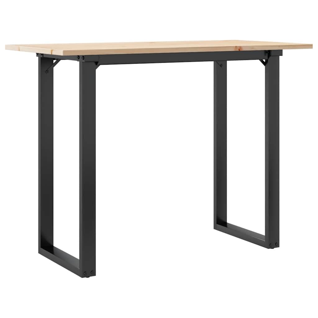 Tavolo da Pranzo in Legno Massello Pino e Acciaio 100x50 cm | Tavolo industrial per cucina e soggiorno con piano in legno naturale rustico e stabile struttura in acciaio a O.