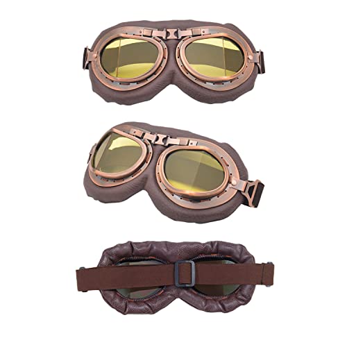 Image of LJDJ Motorcycle Goggles - Vintage Pilot Style Goggles Dirt Bike ATV Motocross Riding Offroad Eyewear Scooter Outdoor Sports Glasses Combat Tactical Goggles for Men Women Youth Adult