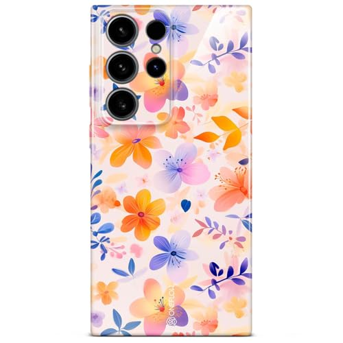 Coque fleurie Samsung S24 Ultra anti rayure pour objectif photo arrière
